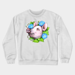 Pig in the Morning Glories Crewneck Sweatshirt